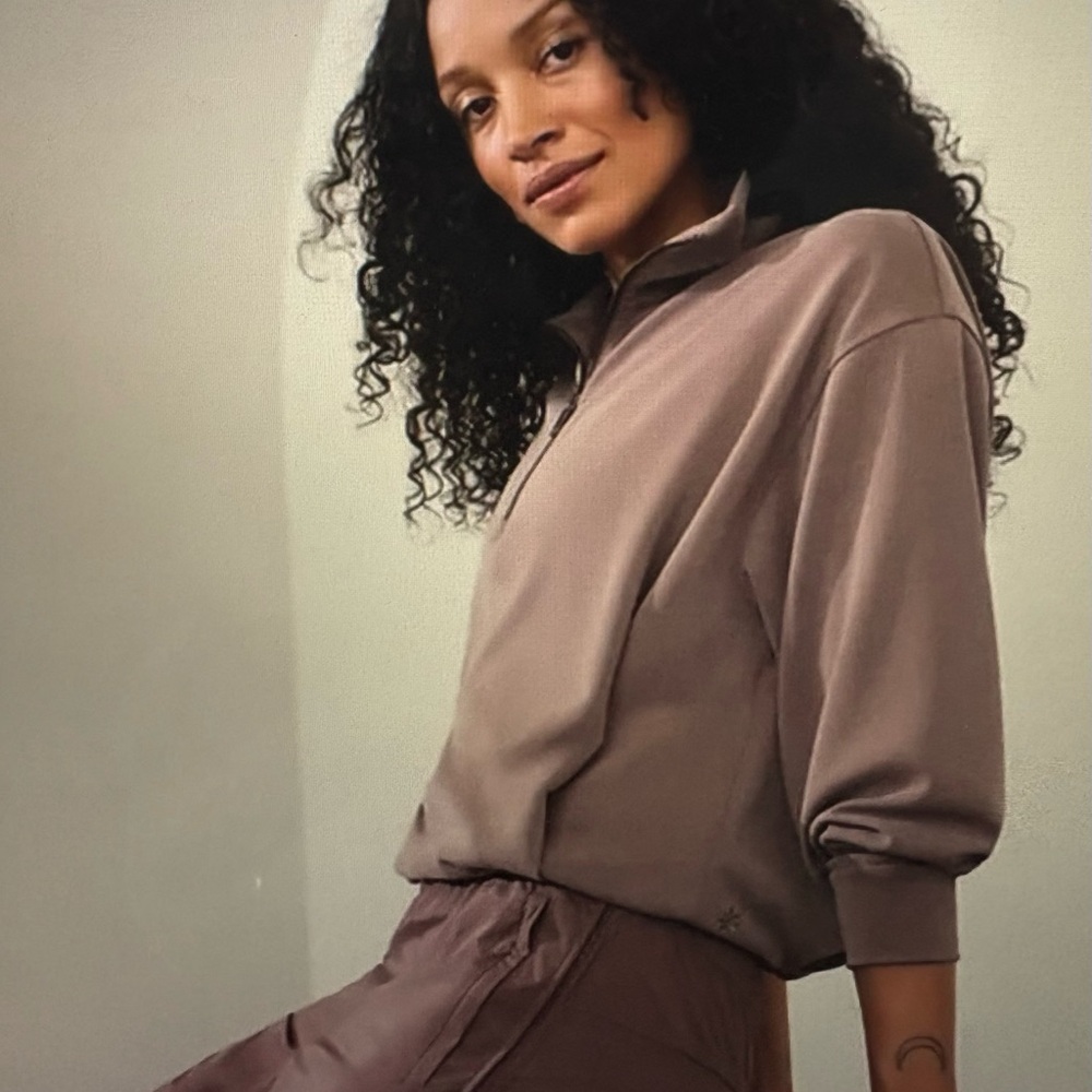Athleta Mauve Quarter-Zip Top